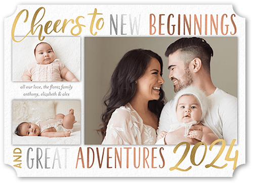 New Beginnings New Year's Card, White, 5x7, New Year, Matte, Signature Smooth Cardstock, Ticket