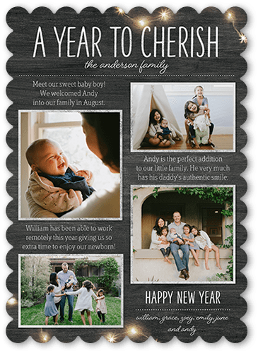 A Year To Cherish New Year's Card, Grey, 5x7 Flat, New Year, Matte, Signature Smooth Cardstock, Scallop
