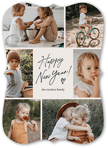 Memories of The Year New Year's Card, White, 5x7 Flat, New Year, Pearl Shimmer Cardstock, Bracket