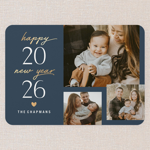 Simple Times New Year's Card, Blue, 5x7 Flat, New Year, Matte, Signature Smooth Cardstock, Rounded, Navy