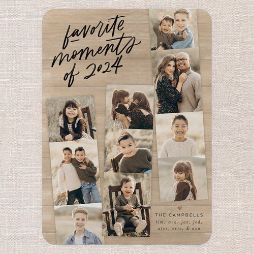 Best Moments Collage New Year's Card, Beige, 5x7 Flat, New Year, Pearl Shimmer Cardstock, Rounded