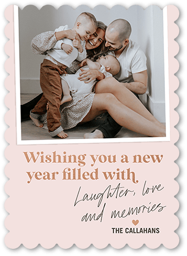 New Year Memories New Year's Card, Beige, 5x7 Flat, New Year, Pearl Shimmer Cardstock, Scallop