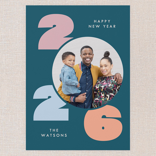 Colorful Charm New Year's Card, Blue, 5x7 Flat, New Year, Pearl Shimmer Cardstock, Square, Sapphire