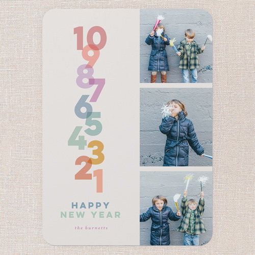 Counting Down New Year's Card, White, 5x7 Flat, New Year, Matte, Signature Smooth Cardstock, Rounded, White