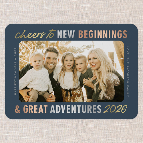 Ethereal Cheer New Year's Card, Blue, 5x7 Flat, New Year, Standard Smooth Cardstock, Rounded, Navy