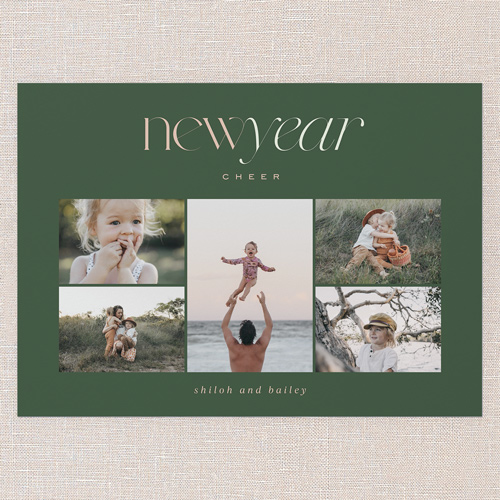 Evergreen Chic New Year's Card, Green, 5x7 Flat, New Year, 100% Recycled Cardstock , Square, Evergreen