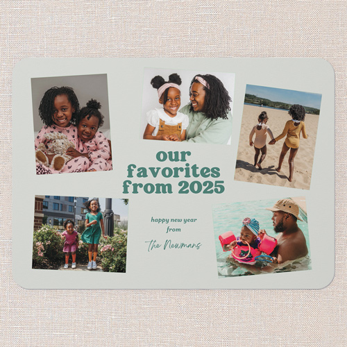 Minimal Scrapbook New Year's Card, Green, 5x7 Flat, New Year, 100% Recycled Cardstock , Rounded, Mint