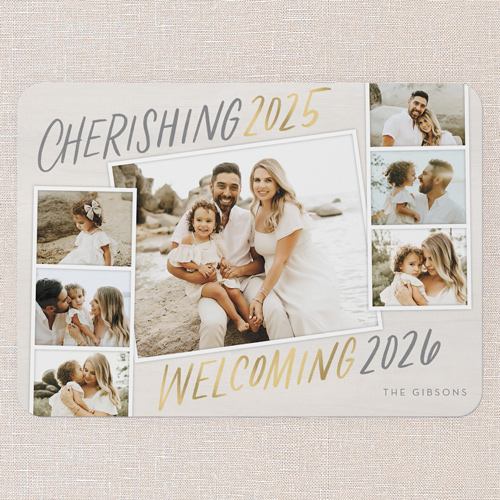 Welcoming Year New Year's Card, Beige, 5x7 Flat, New Year, Matte, Signature Smooth Cardstock, Rounded, Nude