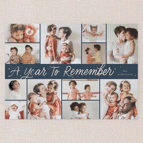 Starry Reflections New Year's Card, Blue, 5x7 Flat, New Year, Pearl Shimmer Cardstock, Square, Indigo