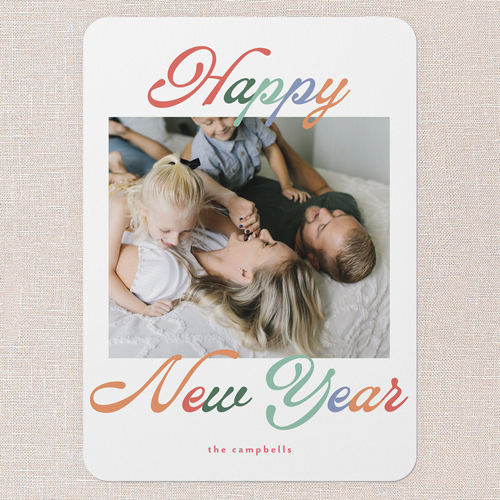 Vivid Wishes New Year's Card, White, 5x7 Flat, New Year, Matte, Signature Smooth Cardstock, Rounded, White