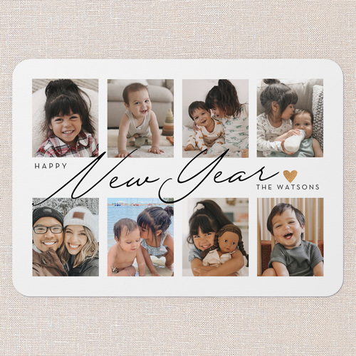Elegant Year Moments New Year's Card, White, 5x7 Flat, New Year, Standard Smooth Cardstock, Rounded, White