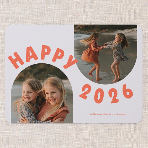 Modern Cheer New Year's Card, Pink, 5x7 Flat, New Year, Standard Smooth Cardstock, Rounded, Flamingo