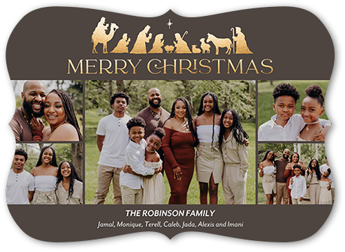 Noble Nativity Religious Christmas Card, Grey, 5x7 Flat, Christmas, Pearl Shimmer Cardstock, Bracket