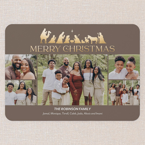 Noble Nativity Religious Christmas Card, Red, 5x7 Flat, Christmas, 100% Recycled Cardstock , Rounded, Spanish Red