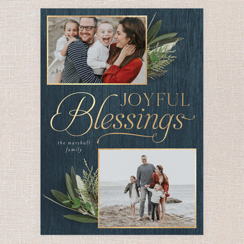 Evergreen Blessings Religious Christmas Card, Blue, 5x7 Flat, Religious, Matte, Signature Smooth Cardstock, Square, Blue