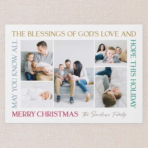 Blessings All Around Religious Christmas Card, White, 5x7 Flat, Religious, Luxe Double-Thick Cardstock, Square