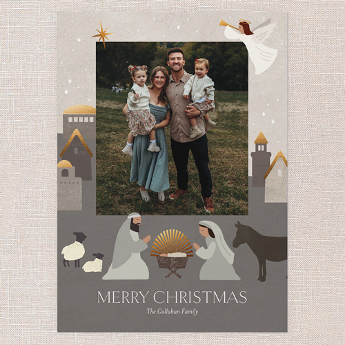 Editable Nativity Scene Religious Christmas Card, Beige, 5x7 Flat, Religious, Matte, Signature Smooth Cardstock, Square, Cream