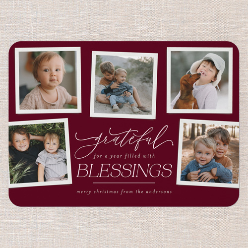 Blessed Gallery Religious Christmas Card, Red, 5x7 Flat, Religious, Standard Smooth Cardstock, Rounded, Velvet