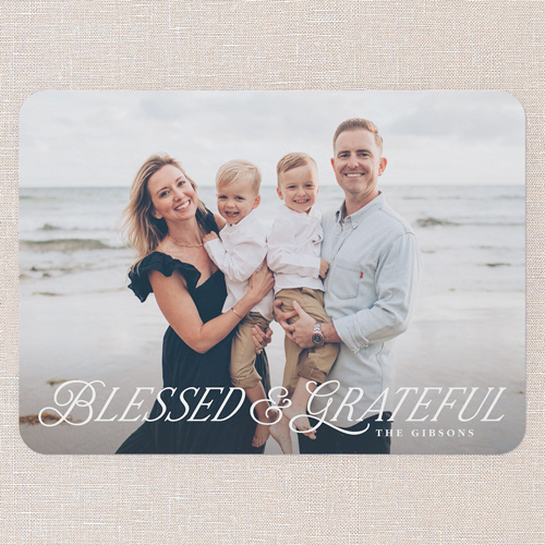 Grateful Gathering Religious Christmas Card, White, 5x7 Flat, Religious, 100% Recycled Cardstock , Rounded, White