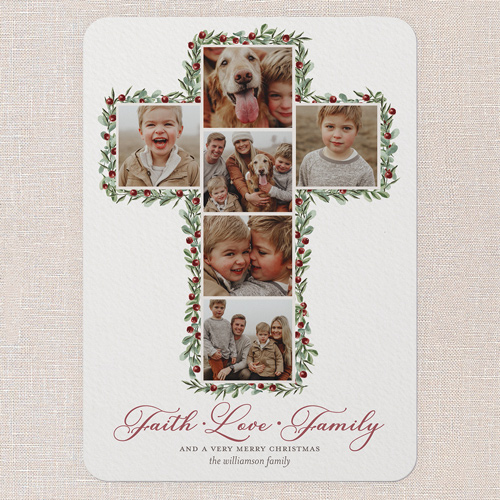 Faithful Gathering Religious Christmas Card, Grey, 5x7 Flat, Religious, Pearl Shimmer Cardstock, Rounded, Whisper Gray