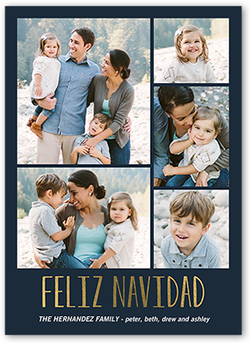 Deseos Emocionantes Tarjeta de Navidad, Black, Pearl Shimmer Cardstock, Square