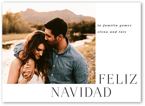 Simple Style Tarjeta de Navidad, White, 5x7 Flat, Feliz Navidad, 100% Recycled Cardstock , Square