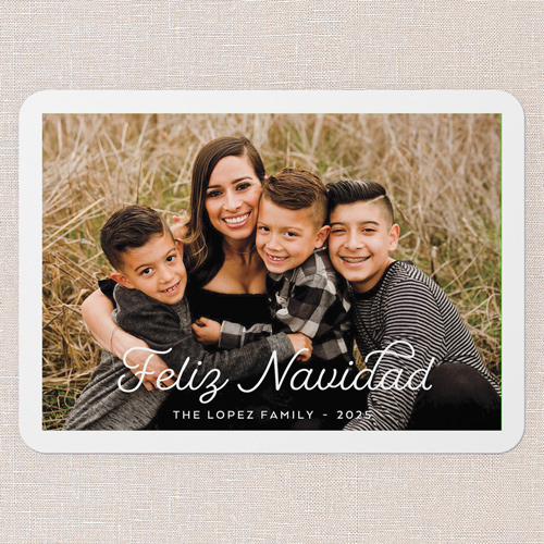 Pure Greeting Tarjeta de Navidad, White, 5x7 Flat, Feliz Navidad, Standard Smooth Cardstock, Rounded, White