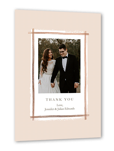 Glistening Gathering Thank You Card, Pink, Rose Gold Foil, 5x7, Luxe Double-Thick Cardstock, Square