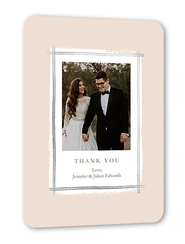 Glistening Gathering Thank You Card, Pink, Silver Foil, 5x7 Flat, Matte, Signature Smooth Cardstock, Rounded
