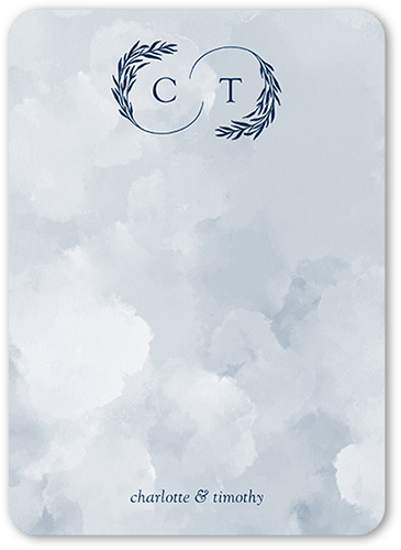 Reflective Rings Thank You Card, Blue, none, 5x7 Flat, Pearl Shimmer Cardstock, Rounded, Navy