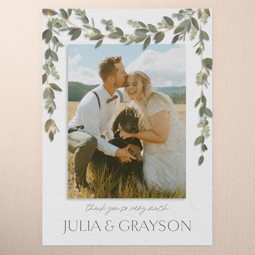 Laced Laurels Wedding Thank You Card, White, 5x7 Flat, Matte, Signature Smooth Cardstock, Square