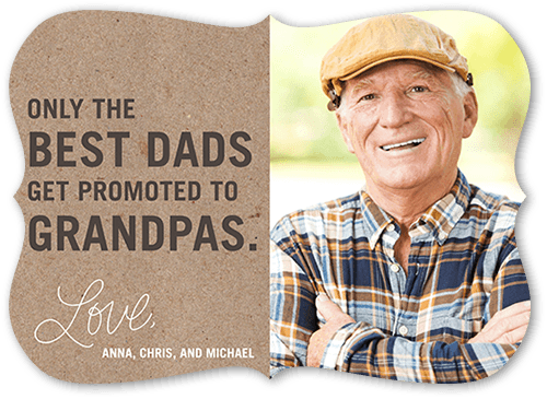 Promoted to Grandpa Father's Day Card, Grey, 5x7, Pearl Shimmer Cardstock, Bracket