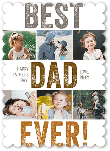 Best Dad Forever Father's Day Card, White, 5x7 Flat, Pearl Shimmer Cardstock, Scallop