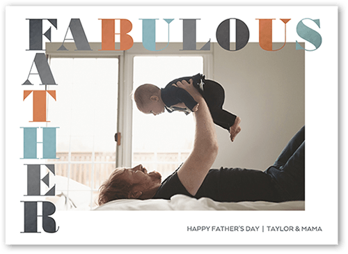 Fabulous Father Father's Day Card, White, 5x7 Flat, Luxe Double-Thick Cardstock, Square