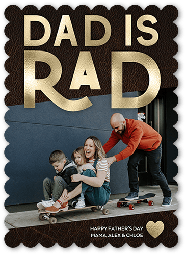 Raddest Dad Father's Day Card, Brown, 5x7, Pearl Shimmer Cardstock, Scallop