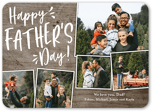 Joyful Rustic Father's Day Card, White, 5x7 Flat, 100% Recycled Cardstock ?, Rounded