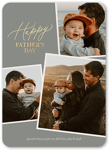 Stacked Frames Dad Father's Day Card, Grey, 5x7 Flat, 100% Recycled Cardstock , Rounded