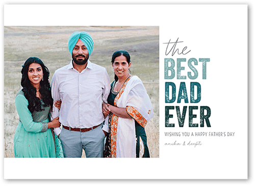 Best Dad Ombre Father's Day Card, Blue, 5x7 Flat, Matte, Pearl Shimmer Cardstock, Square, White