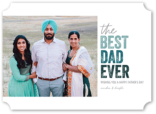 Best Dad Ombre Father's Day Card, Blue, 5x7 Flat, Pearl Shimmer Cardstock, Ticket