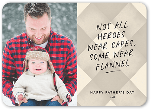 Flannel Hero Father's Day Card, Beige, 5x7 Flat, Standard Smooth Cardstock, Rounded