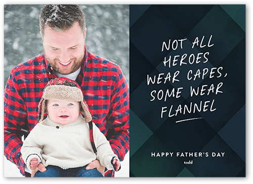 Flannel Hero Father's Day Card, Black, 5x7 Flat, Pearl Shimmer Cardstock, Square, Silhouette