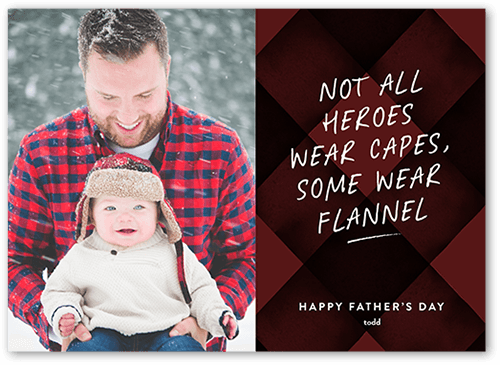 Flannel Hero Father's Day Card, Red, 5x7 Flat, Luxe Double-Thick Cardstock, Square