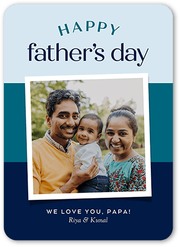 Framed Colors Father's Day Card, Blue, 5x7 Flat, 100% Recycled Cardstock , Rounded, Baltic