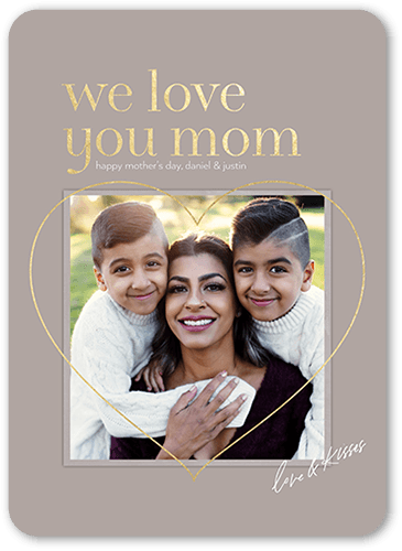 Love Mom Mother's Day Card, Brown, 5x7 Flat, Matte, Signature Smooth Cardstock, Rounded