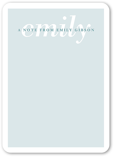 Simple Memo Personal Stationery, Blue, 5x7, Pearl Shimmer Cardstock, Rounded