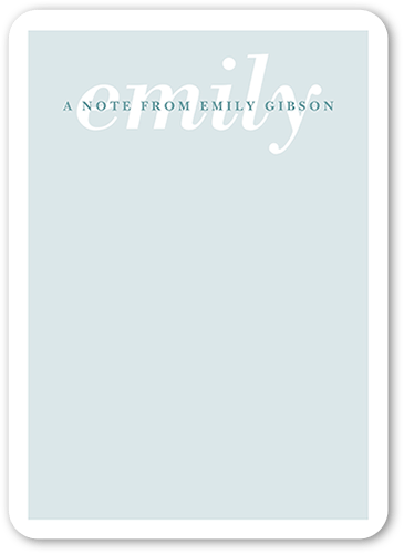 Simple Memo Personal Stationery, Blue, 5x7 Flat, Standard Smooth Cardstock, Rounded