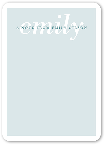 Simple Memo Personal Stationery, Blue, 5x7 Flat, Pearl Shimmer Cardstock, Rounded