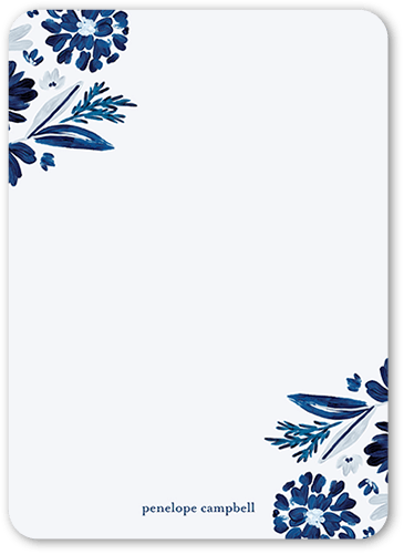 Bunched Corners Personal Stationery, Blue, 5x7 Flat, Standard Smooth Cardstock, Rounded