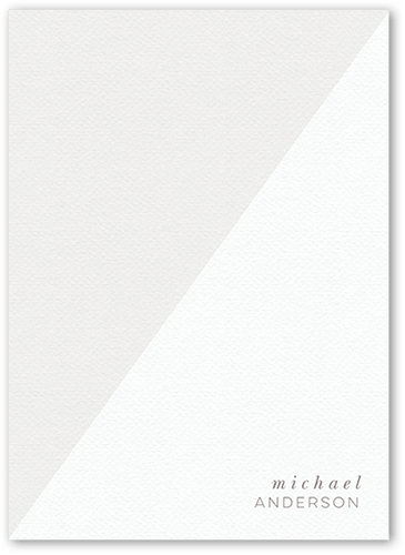 Forward Diagonal Personal Stationery, Grey, 5x7 Flat, Luxe Double-Thick Cardstock, Square