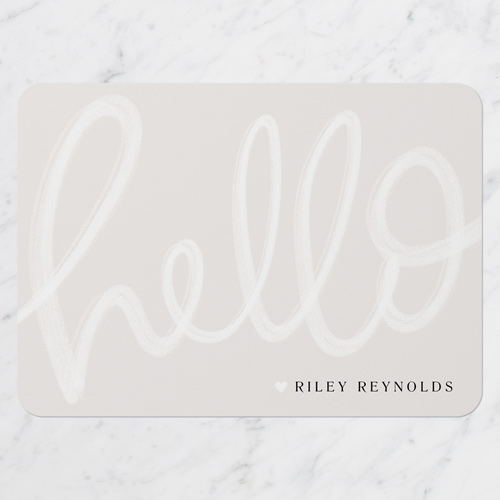 Swoopy Hello Personal Stationery, Grey, 5x7 Flat, Pearl Shimmer Cardstock, Rounded
